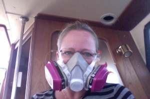 My new mask in case the fumes bother me again.  I'm smiling, in case you can't tell.