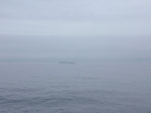 Cruise ship in the fog